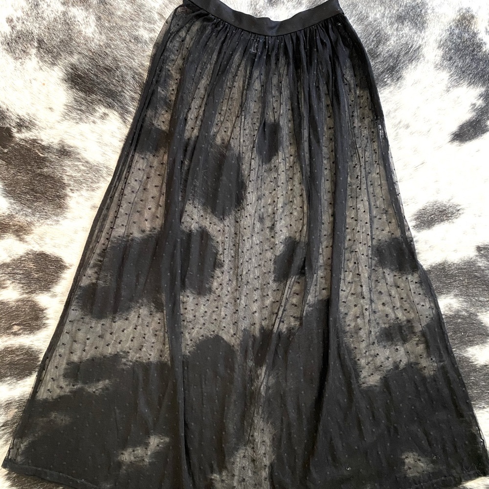 forever 21 long sheer polka dot skirt